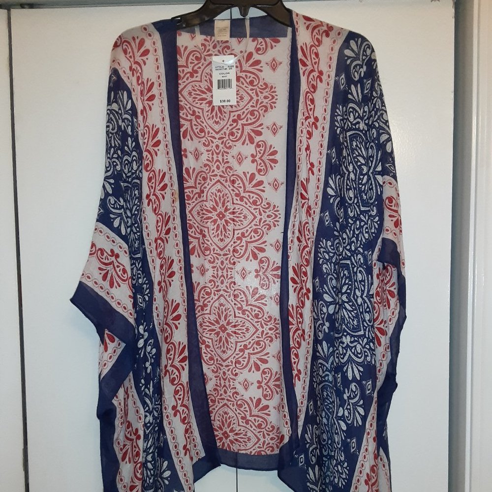 NWT Bohemian Duster /Wrap /Topper in red, white and blue O/S